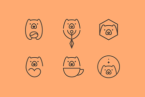 cute bear cube icon set line vector, an Outline Icon by devastd
