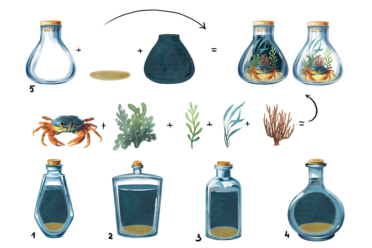 Underwater world watercolor collecti, an Animal Illustration by IrynaPanashii (Photo 6 of 16)