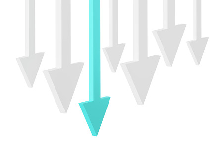 Multiple arrows pointing down. Decli