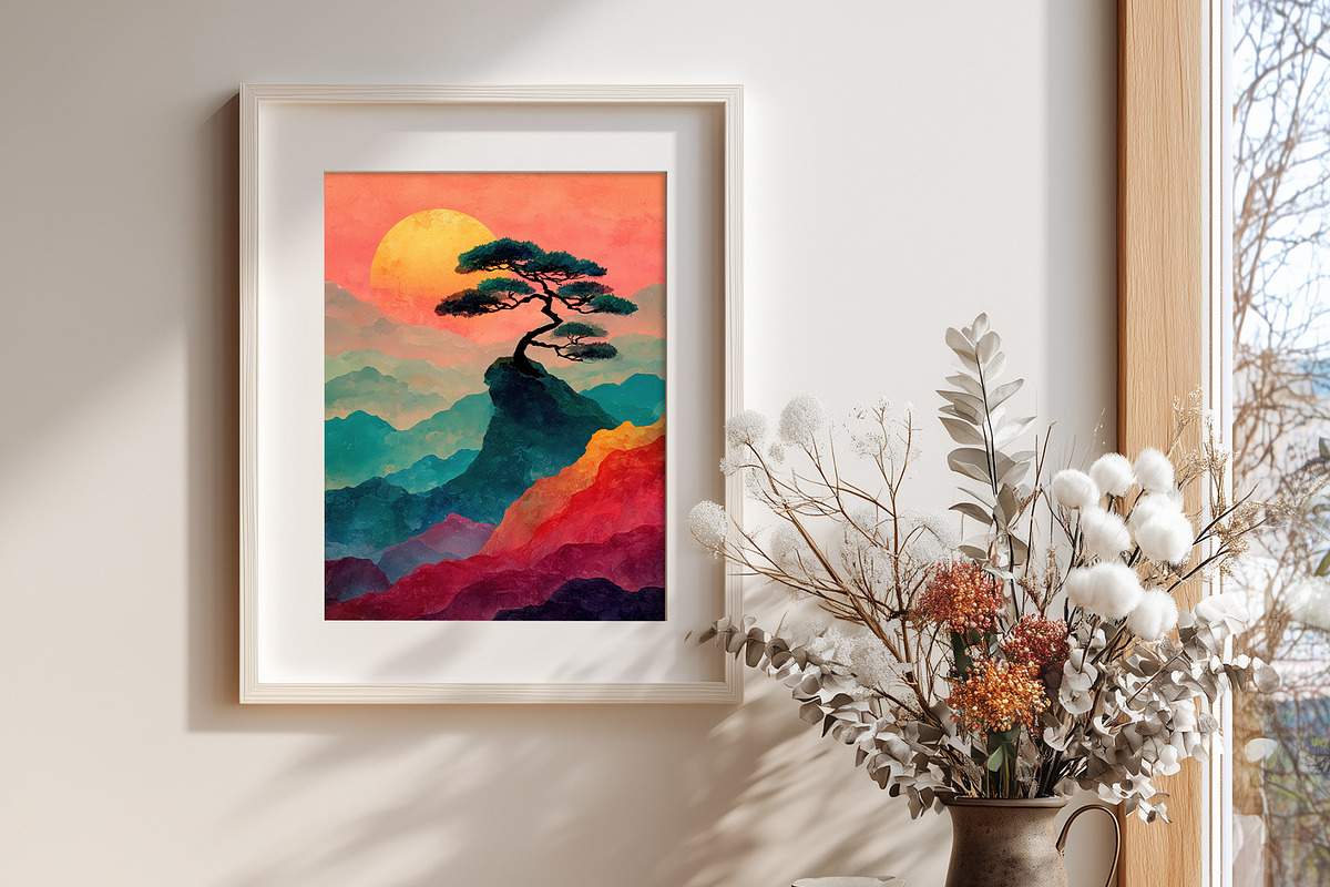 Sunset Mountain Illustration, a Decorative Illustration by Housui Patterns (Photo 5 of 12)