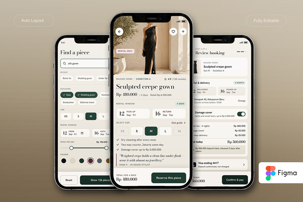 Fashion Rental & Booking App UI Kit, an UI Kit Template by Pitchlook.Studio (Photo 2 of 4)