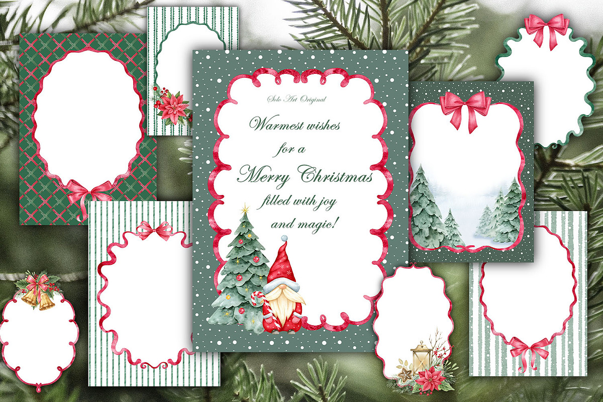 Christmas Watercolor Frames Cards, an Object Graphic by Solo Art Original (Photo 12 of 12)
