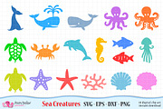 Sea Creatures SVG, Eps, Dxf and Png, an Object Graphic by PolpoDesign (Thumbnail 1 of 3)