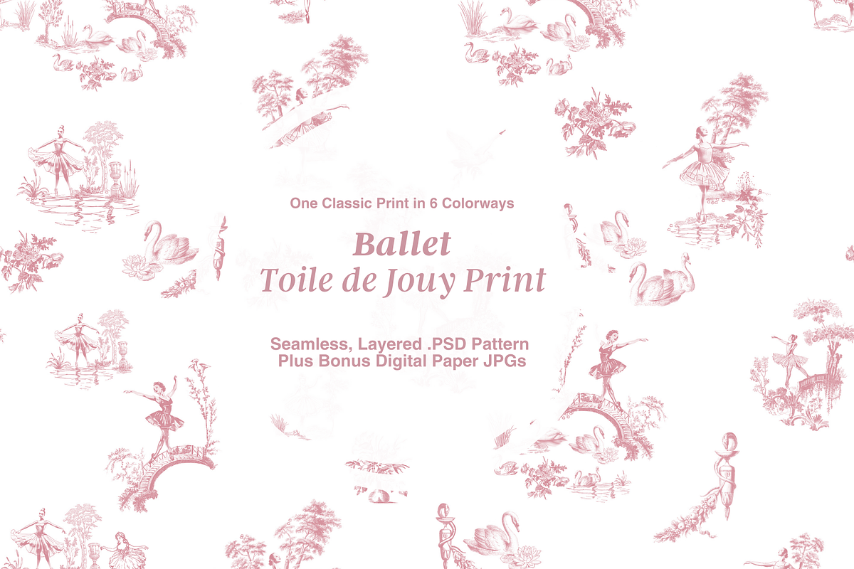 Ballet Toile de Jouy Pattern, a Background Graphic by Hughes Studio (Photo 1 of 7)