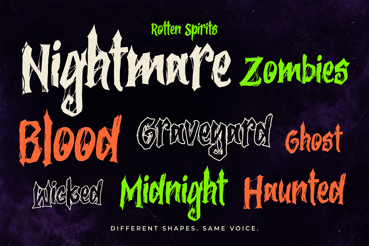 Rotten Spirits - Layered Horror Font, a Handwritten Font by agnyhasyastudio (Photo 6 of 15)