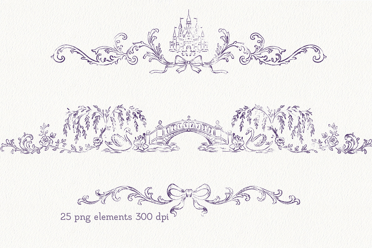 Plum Vintage Baroque Wedding Set, a Seasonal Illustration by AlenaVlasko stock Market (Photo 7 of 8)