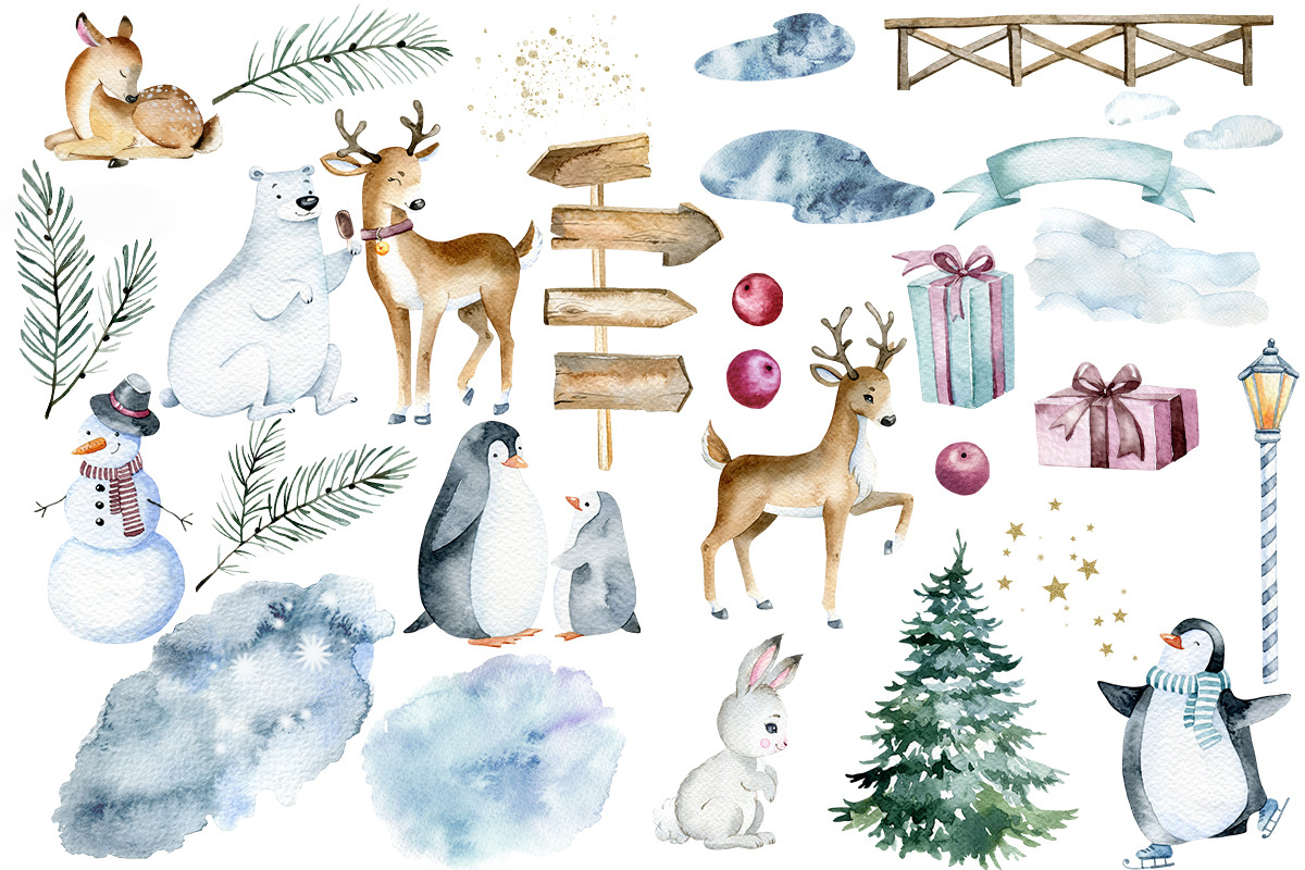 Winter Woodland, Festive clipart, an Illustration by SimpleWishesArt (Photo 2 of 5)