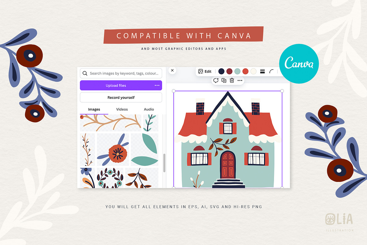 Christmas holiday houses & clipart, a Seasonal Illustration by Olia (Photo 4 of 13)