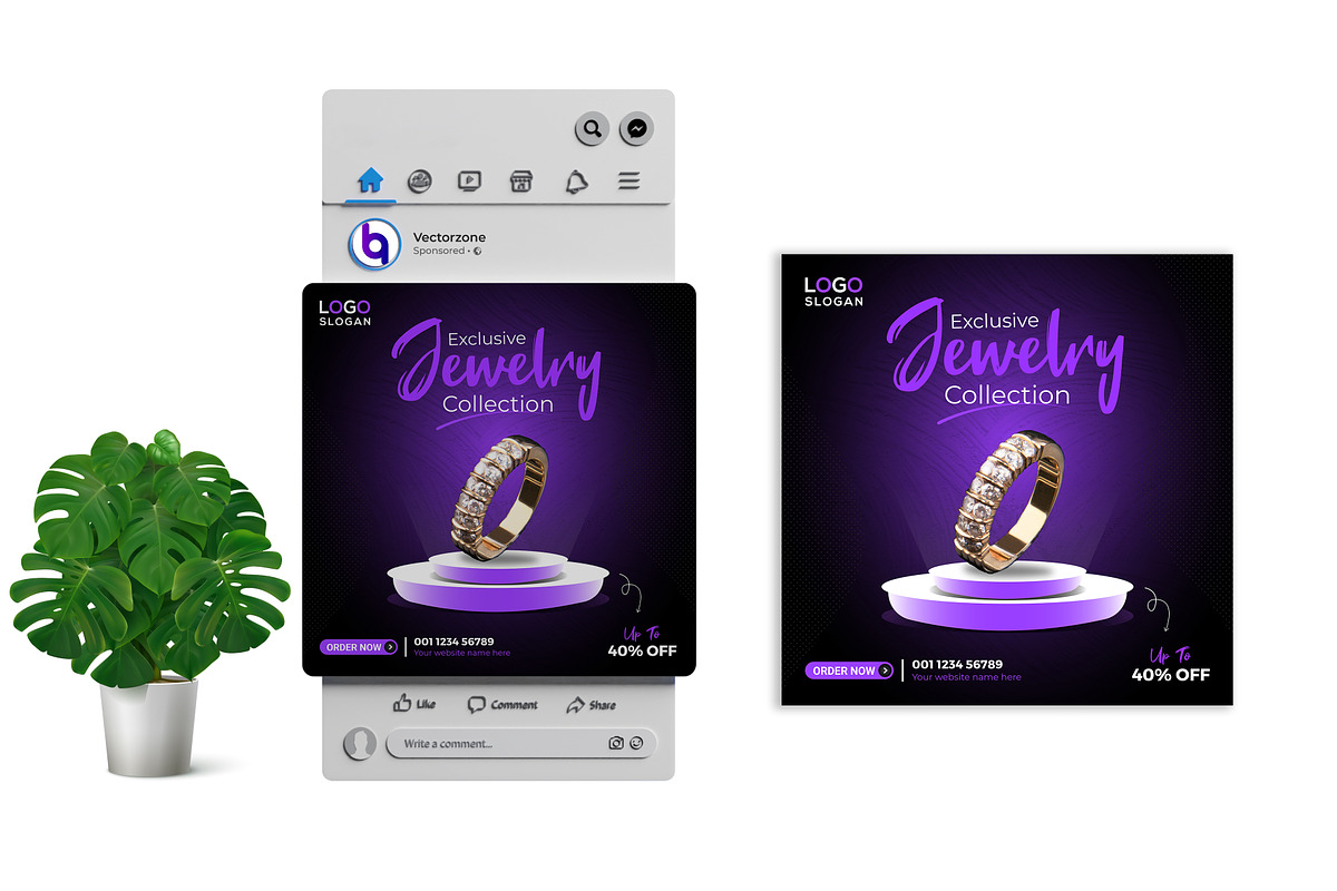 Jewelry Social Media post, a Social Media Template by Vectorzone (Photo 3 of 3)
