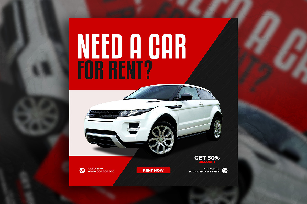 Rent a car social media post, a Social Media Template by Tanmoy Topu (Photo 2 of 11)