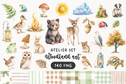 Woodland Atelier Clipart Bundle, an Animal Illustration by PaintPixelCo (Thumbnail 1 of 15)