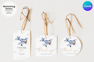 Plane Baby Shower Thank You Mockup, an Invitation Template by Digital_Mind