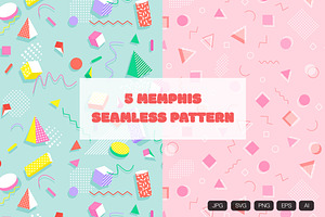 5 Memphis Seamless Pattern, a Pattern Graphic by vintagio