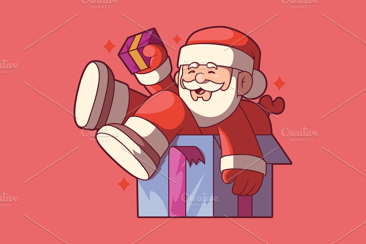 Santa Gift Box!, a Seasonal Illustration by pedrors (Photo 2 of 3)