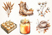 Watercolor Neutral Autumn Clipart, an Illustration by Pixels.Craft (Thumbnail 3 of 6)