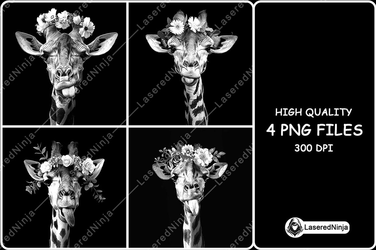 Funny Giraffe Tongue Out Flower Crow, a Background Graphic by LaseredNinja (Photo 1 of 7)
