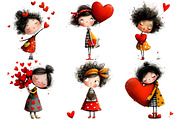 Valentine Girl Clipart, an Illustration by Pixels.Craft (Thumbnail 4 of 5)