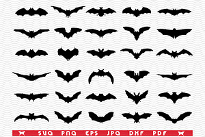 SVG Bats, Black Silhouettes