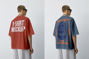 T-Shirt Back Mockup PSD - Male Model