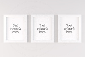 Three poster frame mockup 8x10 inch