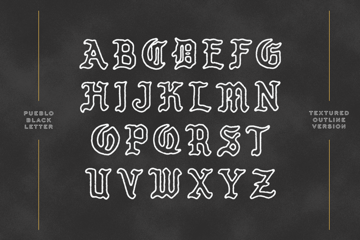Pueblo Blackletter - 4 Styles, a Script Font by Millieangelo (Photo 6 of 8)