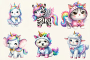 Adorable Unicorn Animals Clipart, an Illustration by DreamCafeArt (Thumbnail 2 of 6)