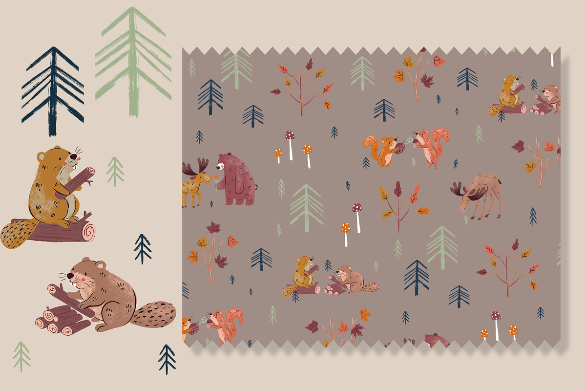 Autumn Woodland Pattern Design, a Pattern Graphic by Lady Bruniere Design (Photo 8 of 15)