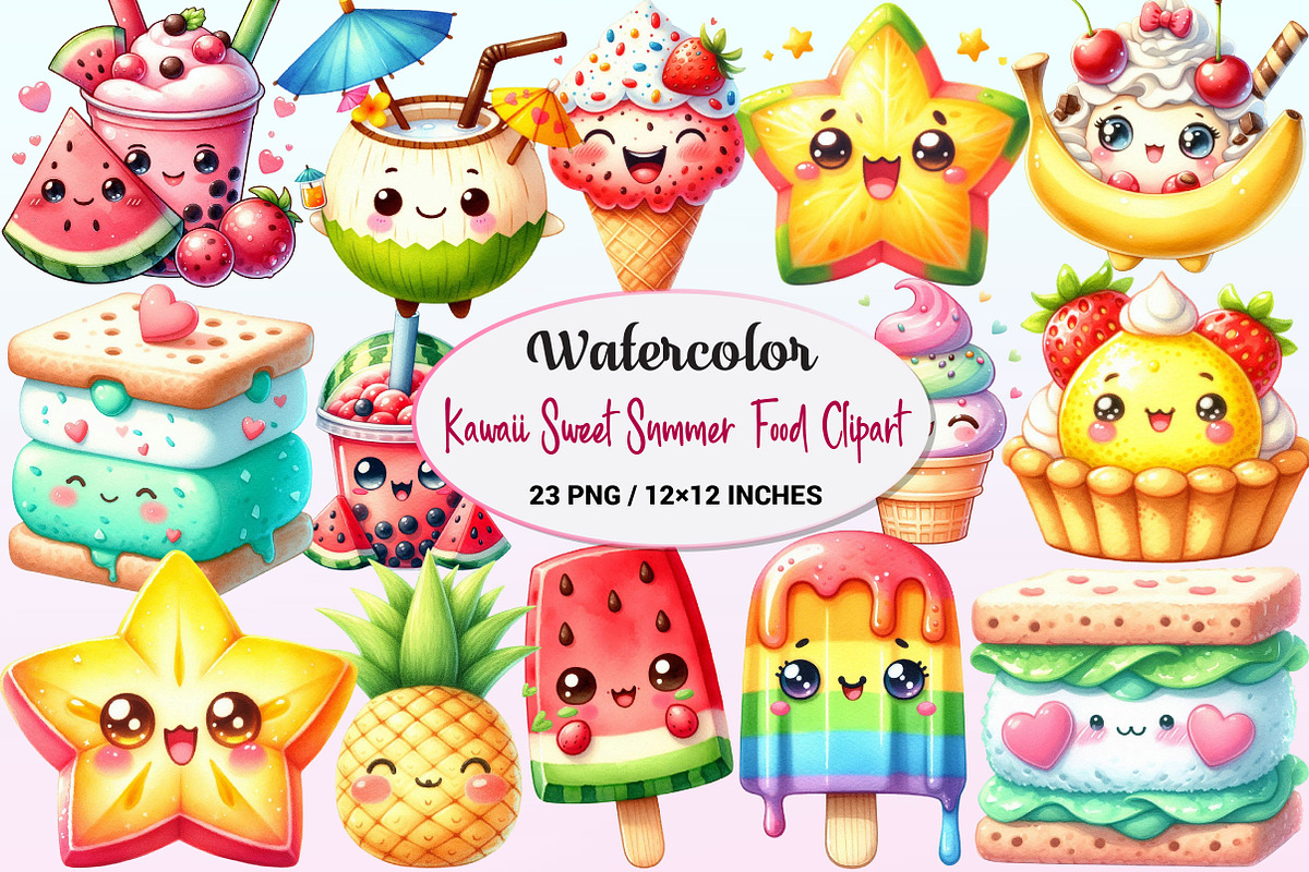 Kawaii Sweet Summer Food Clipart, a Graphic by CitraGraphics (Photo 1 of 4)