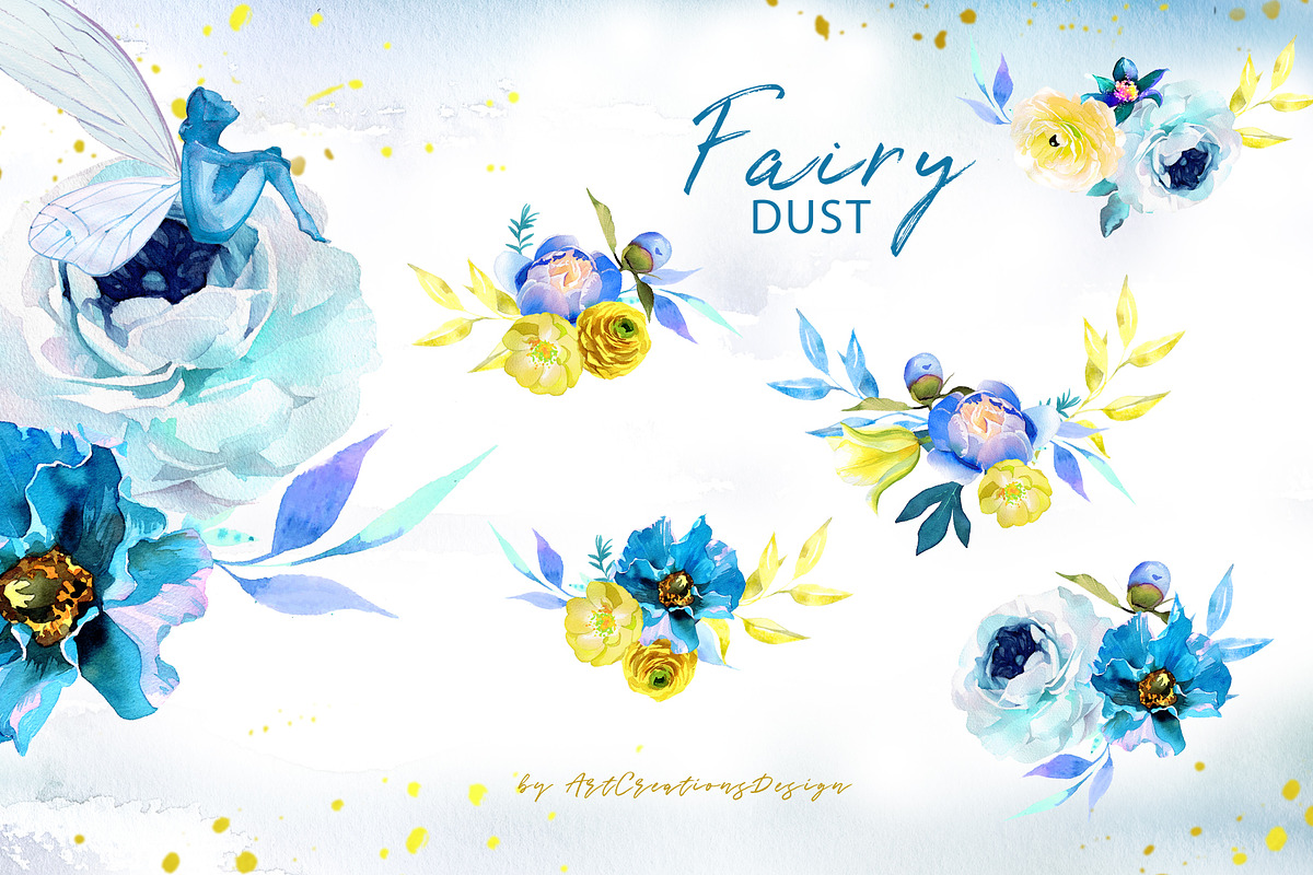 Watercolor Fairy Dust Clipart Set, a Person Illustration by ArtCreationsDesign (Photo 8 of 10)