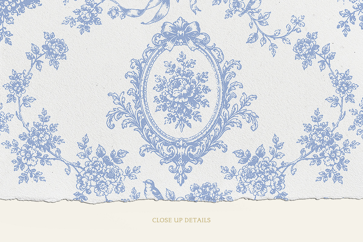 Toile de Jouy 01 Blue Floral Pattern, a Pattern Graphic by Euonia Meraki (Photo 5 of 20)