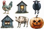 Creepy Halloween Farm Clipart Bundle, an Illustration by Craft Nest (Thumbnail 3 of 5)