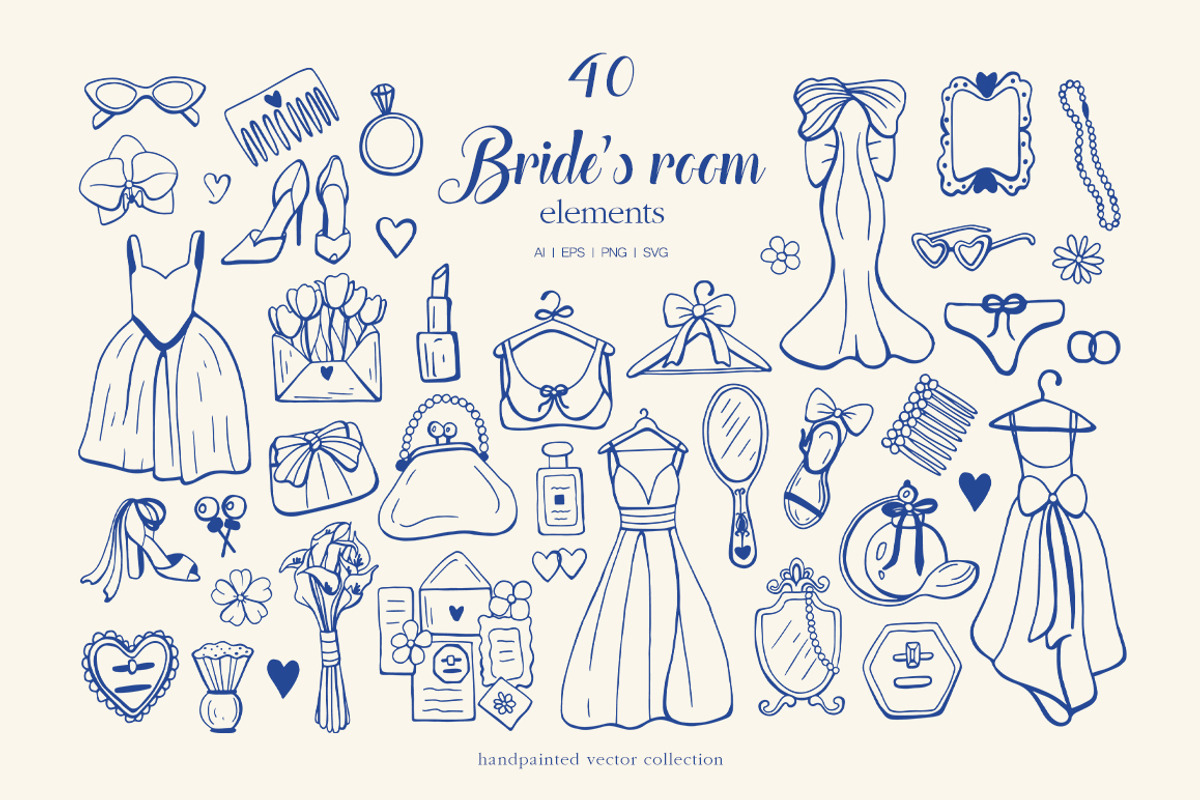 Whimsical Hand Drawn Set Wedding Day, an Object Illustration by ViktoriyaD (Photo 3 of 17)