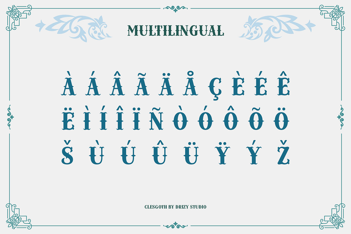 Clesgoth - Serif Engraved Font, a Serif Font by Drizy (Photo 5 of 10)