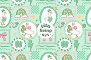 Lucky Goose Seamless Pattern, a Seasonal Illustration by TitaLivingArt (Thumbnail 2 of 13)