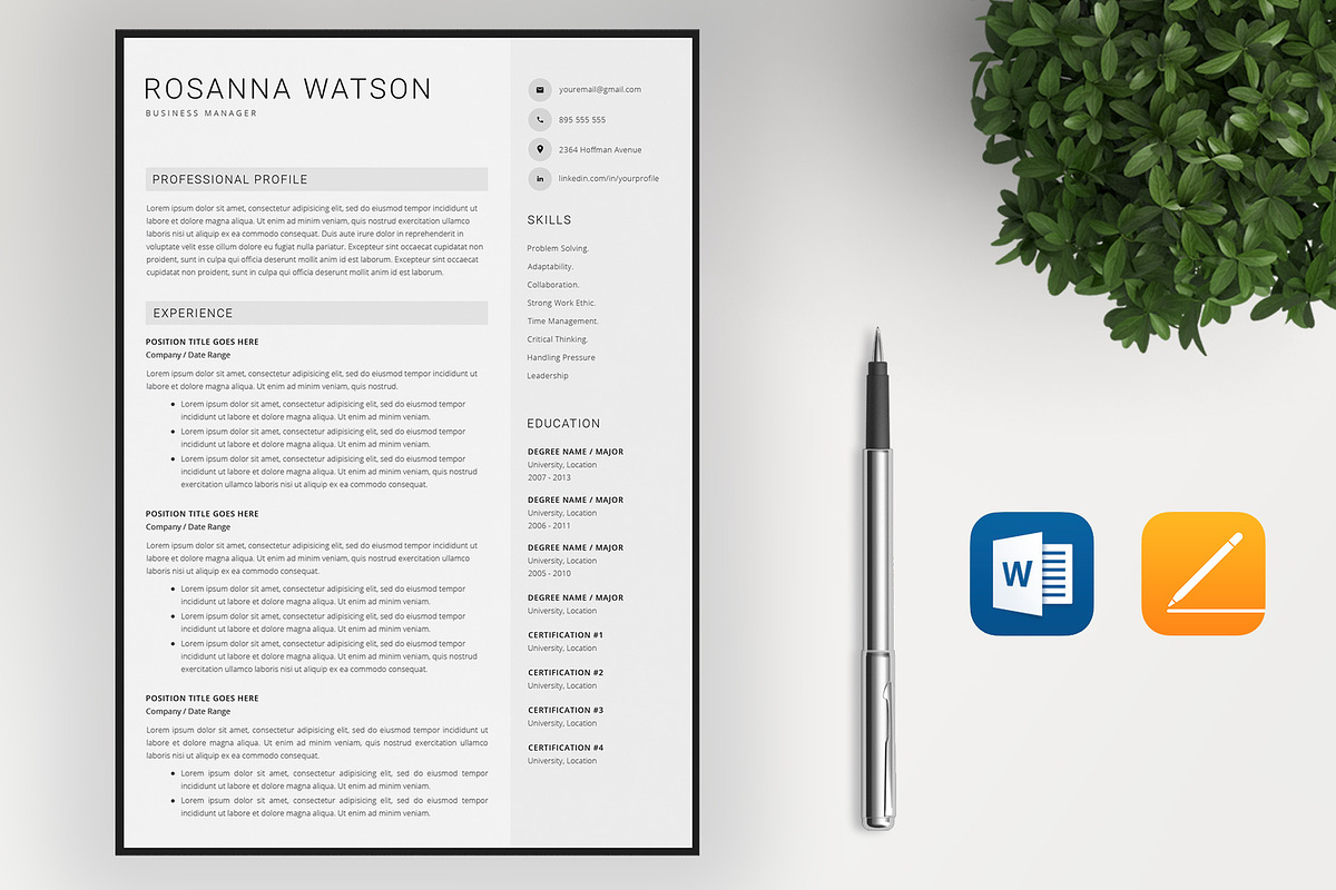 Resume Template / 4 Pages CV, a Resume Template by SalientResume (Photo 2 of 5)