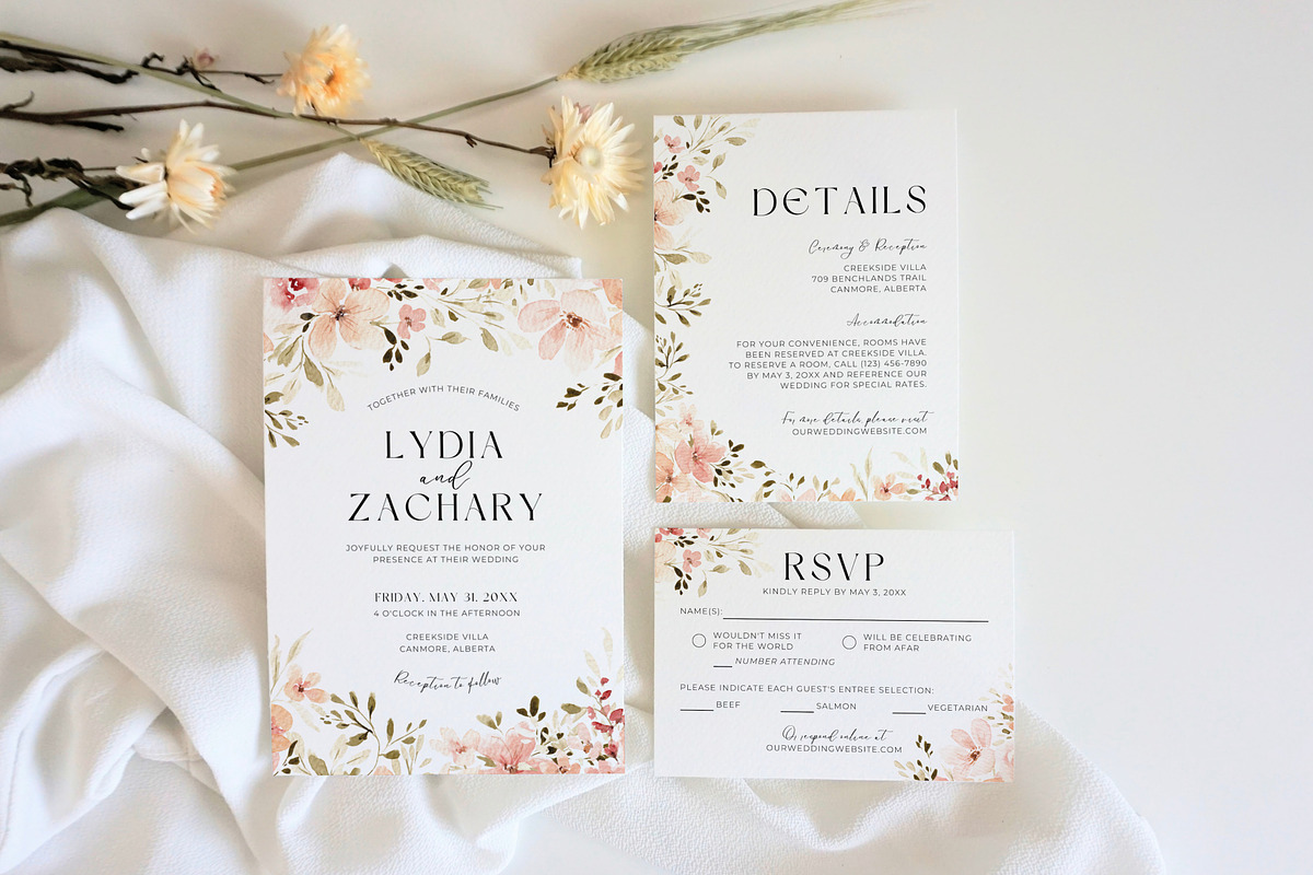 Wildflower Wedding Invite Template, an Invitation Template by Cottontail Paper Shop (Photo 1 of 7)
