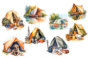Tourist camping, watercolor clipart, a Person Illustration by AkvarelRiver (Thumbnail 4 of 8)