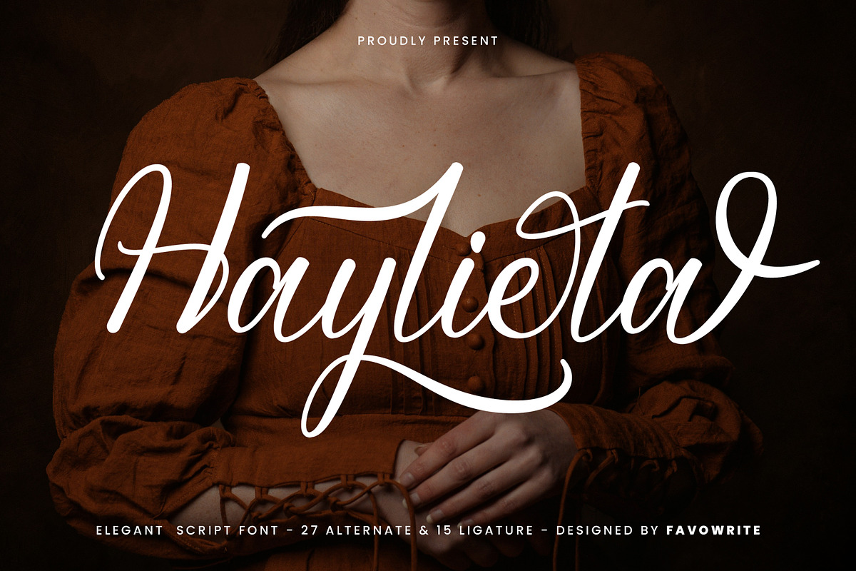 Haylieta - Elegant Script Font, a Script Font by Favo Write (Photo 1 of 11)