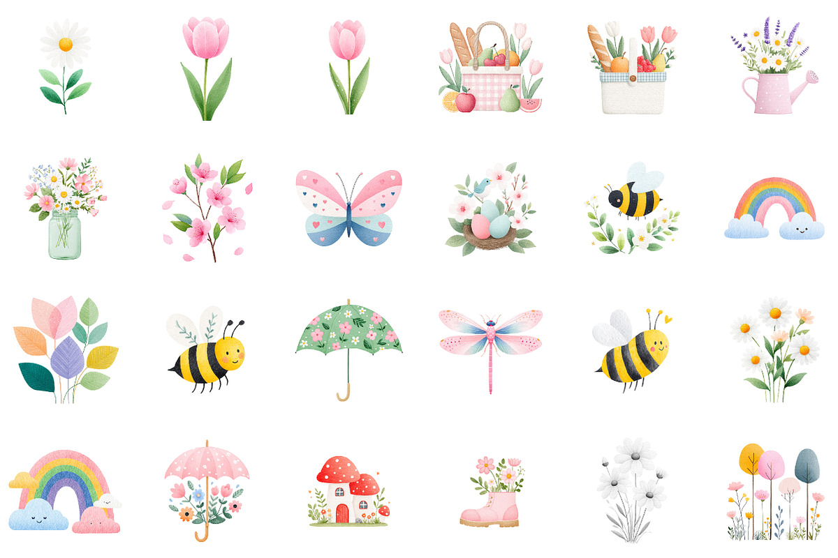 Spring Watercolor Clipart Set, an Illustration by Sublimation Artist (Photo 2 of 6)