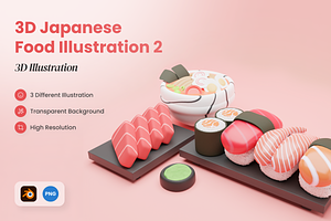 3D Japanese Food Illustration 2