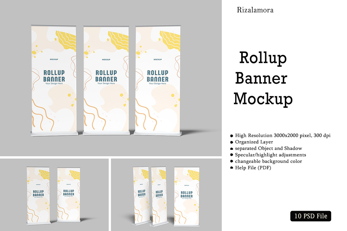 Rollup Banner Mockup, a Print Template by rizalamora (Photo 1 of 11)