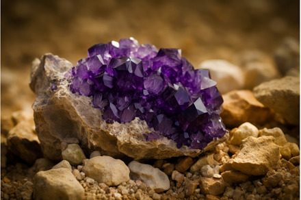Amethyst dry soil closeup photo, a Nature Photo by Ylivdesign