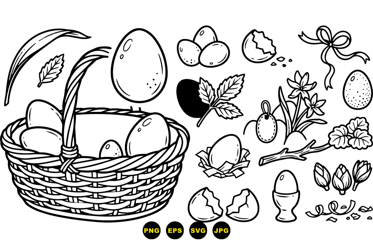 Spring Easter Egg Basket Clipart, an Illustration by designvectx (Photo 3 of 3)