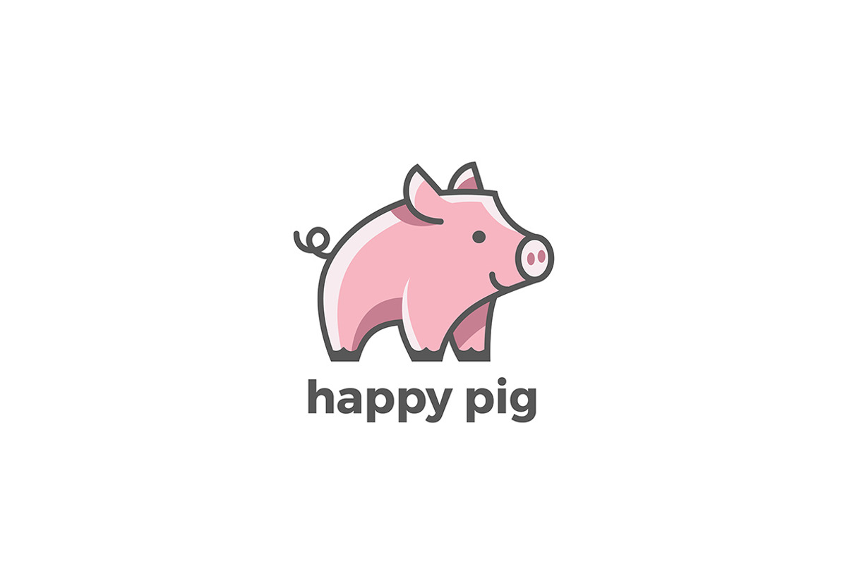 Pig Logo Happy Friendly Funny Design, a Branding & Logo Template by Cyritron