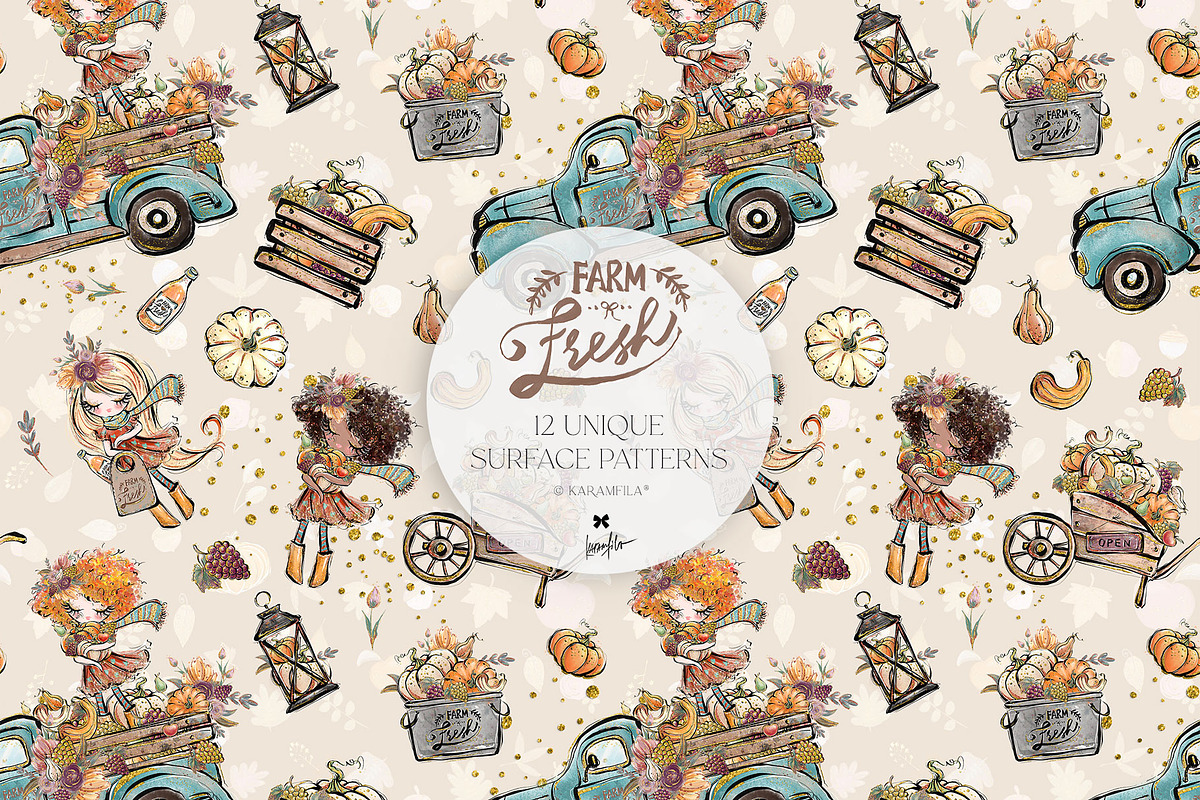 Fall Farm Market Seamless Patterns, a Pattern Graphic by KaramfilaS (Photo 4 of 17)