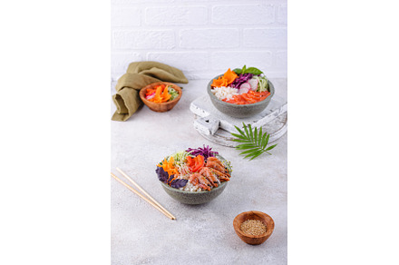 Hawaiian poke bowl with salmon and, a Food & Drink Photo by Yulia Furman