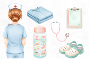 Watercolor Nurse Clipart PNG Bundle, an Illustration by Elegant_Studio44 (Thumbnail 2 of 3)