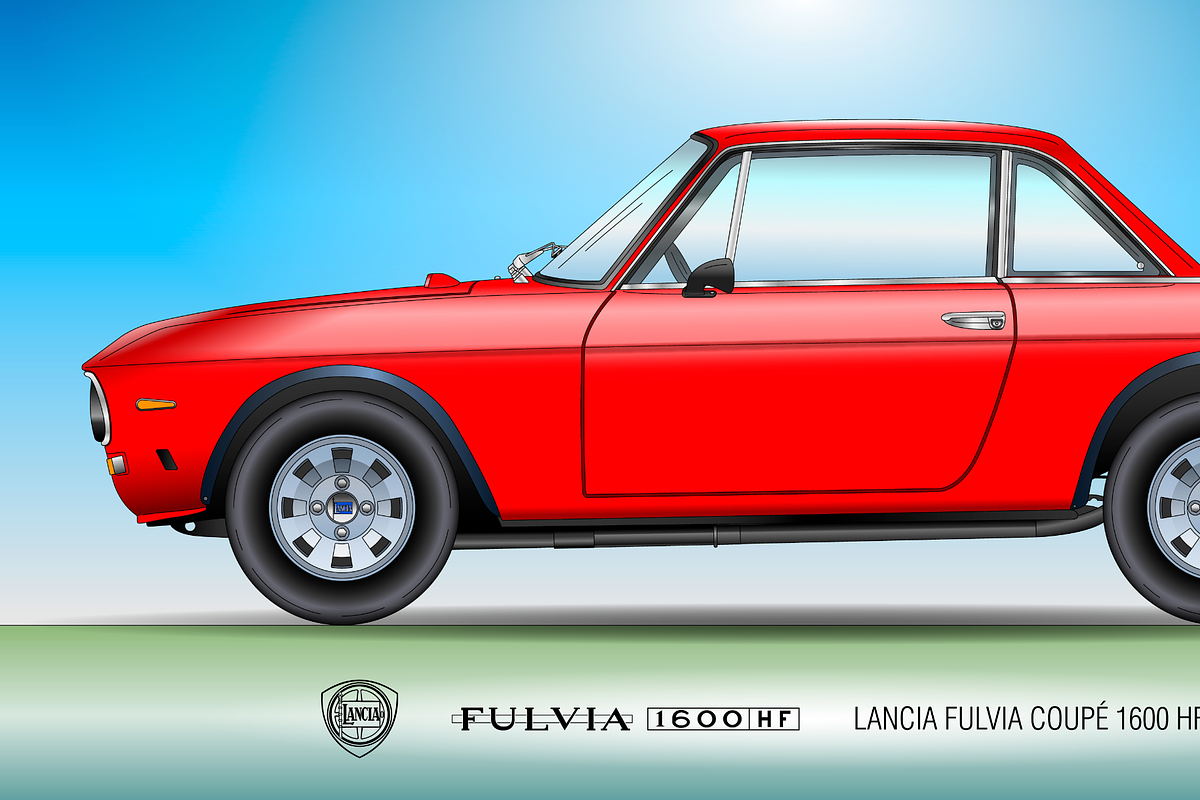 Lancia model Fulvia Coupe 1600 HF, an Illustration by frizio