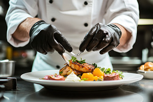 Gourmet dish being prepared, a Photo by Pavel_design