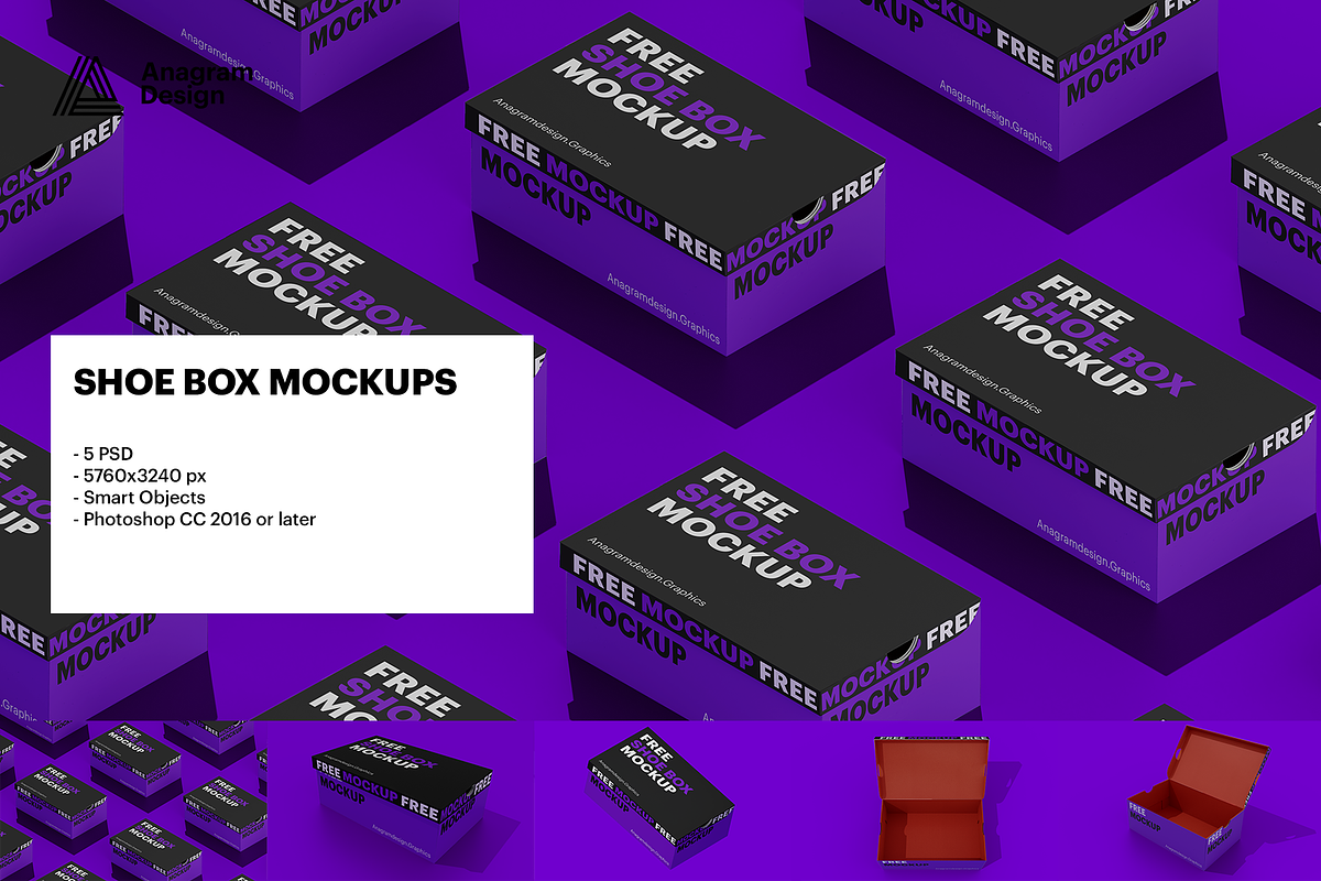 Shoe Box Mockup, a Packaging Mockup by AnagramDesign (Photo 1 of 8)
